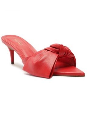 Red Knotted Leather Mule Heel by (Unbranded)